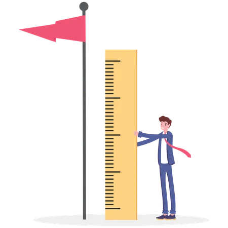 Unternehmer messen und analysieren den Erfolg  Illustration