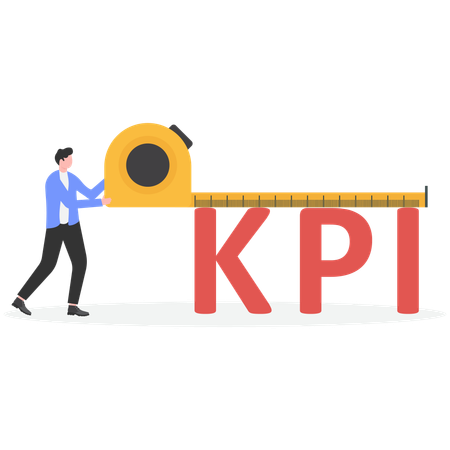 Geschäftsmann misst Key Performance Indicator (KPI)  Illustration