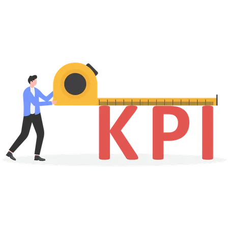 Geschäftsmann misst Key Performance Indicator (KPI)  Illustration