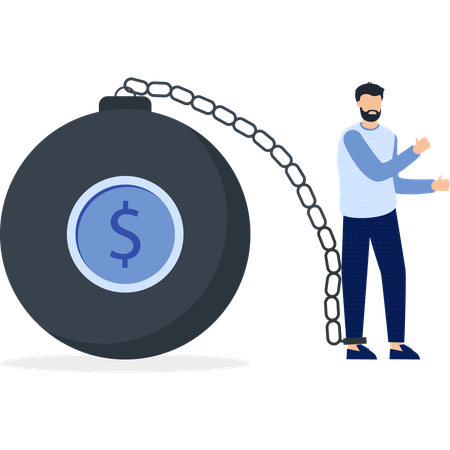 Geschäftsmann mit finanzieller Belastung  Illustration