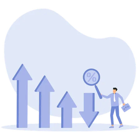 Geschäftsmann mit Geschäftsrückgang und Analyse des Rückgangsdiagramms  Illustration