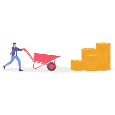 Geschäftsmann mit Haufen Geld  Illustration