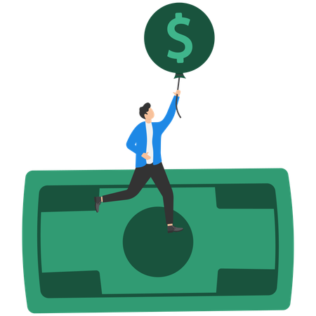 Geschäftsmann mit hoher Währungsinflation  Illustration