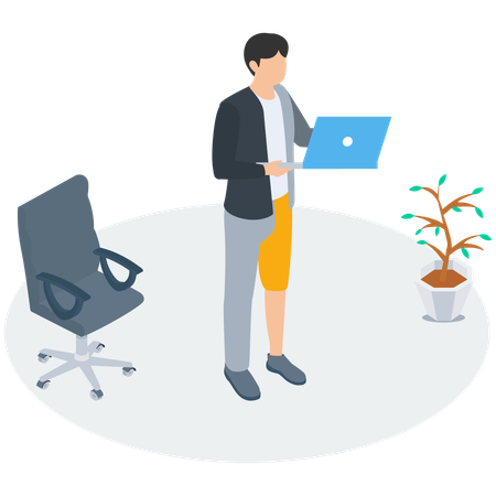 Geschäftsmann mit hybrider Arbeitsbalance  Illustration