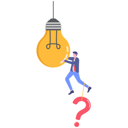 Geschäftsmann mit Idee und Zweifel  Illustration