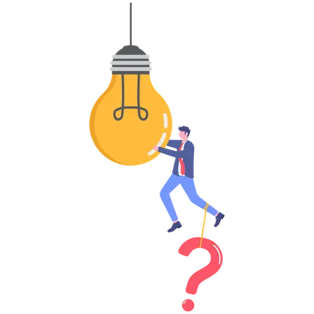 Geschäftsmann mit Idee und Zweifel  Illustration