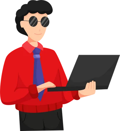 Geschäftsmann mit Laptop  Illustration