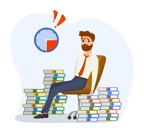 Geschäftsmann mit riesiger Arbeitsbelastung  Illustration