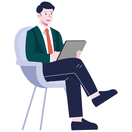 Geschäftsmann mit Tablet  Illustration