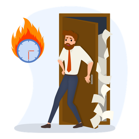 Geschäftsmann mit viel ausstehender Arbeit  Illustration
