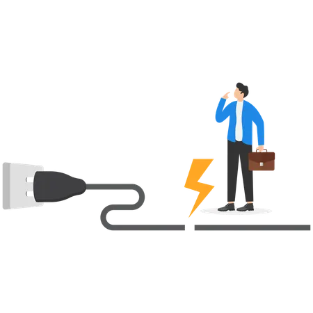 Geschäftsmann will seine Arbeitsbatterie aufladen  Illustration