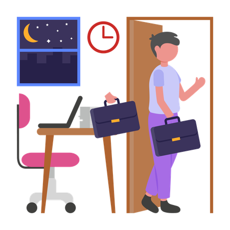 Geschäftsmann geht nach der Arbeit nach Hause  Illustration