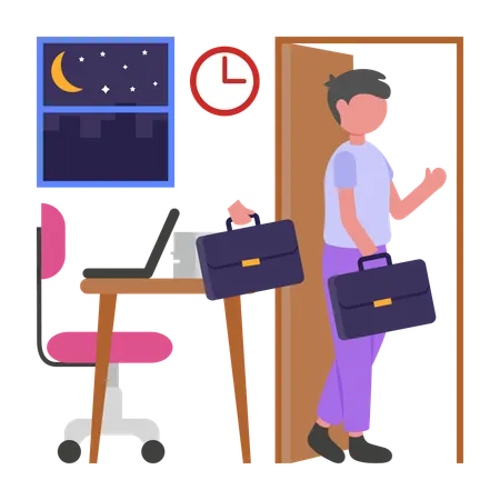 Geschäftsmann geht nach der Arbeit nach Hause  Illustration