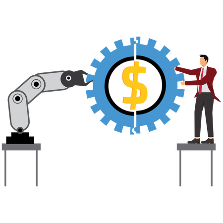 Geschäftsmann nutzt fortschrittliche Geschäftstechnologie  Illustration