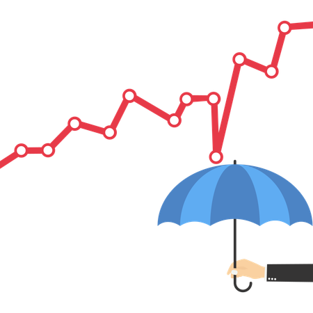 Geschäftsmann nutzt Schutz vor Wirtschaftskrise  Illustration