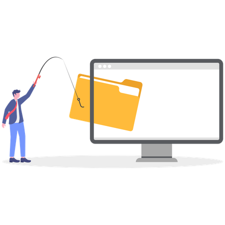 Geschäftsmann Phishing-Ordner vom Computer  Illustration