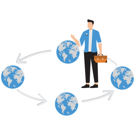 Geschäftsmann plant globales Geschäft  Illustration