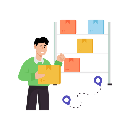 Geschäftsmann plant Warentransport  Illustration