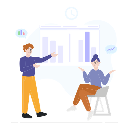 Geschäftsmann präsentiert Analysebericht  Illustration