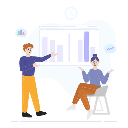 Geschäftsmann präsentiert Analysebericht  Illustration