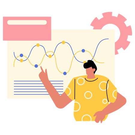 Geschäftsmann präsentiert Analysebericht in Besprechung  Illustration