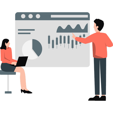 Geschäftsmann präsentiert Analysediagramm  Illustration