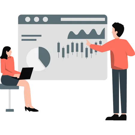 Geschäftsmann präsentiert Analysediagramm  Illustration