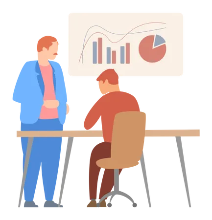 Geschäftsmann präsentiert Analysediagramm  Illustration