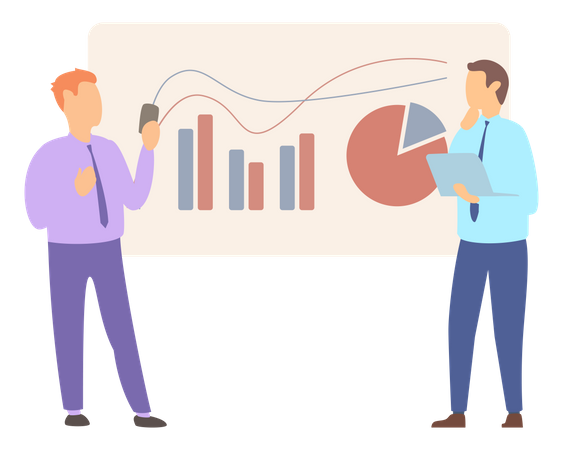 Geschäftsmann präsentiert Analysediagramm  Illustration