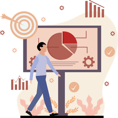 Geschäftsmann präsentiert Analysediagramm  Illustration