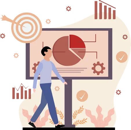 Geschäftsmann präsentiert Analysediagramm  Illustration