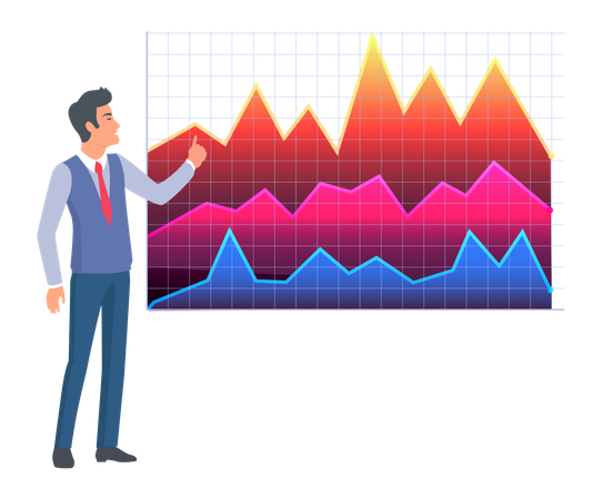 Geschäftsmann präsentiert Analysediagramm  Illustration
