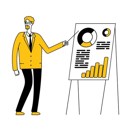 Geschäftsmann präsentiert Analytik  Illustration