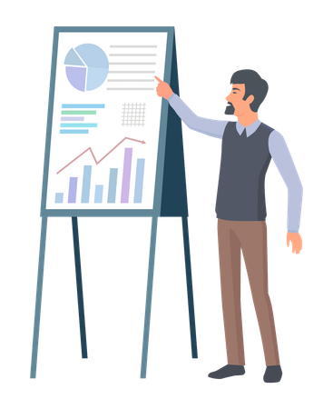 Geschäftsmann präsentiert Datenanalyse  Illustration