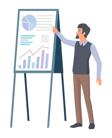 Geschäftsmann präsentiert Datenanalyse  Illustration