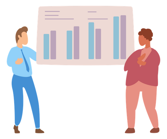 Geschäftsmann präsentiert Datenanalyse  Illustration