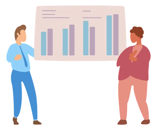 Geschäftsmann präsentiert Datenanalyse  Illustration