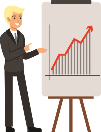 Geschäftsmann präsentiert Datenanalyse  Illustration