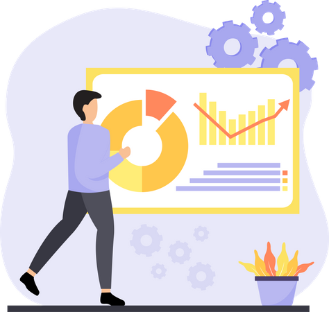 Geschäftsmann präsentiert Datenanalyse  Illustration