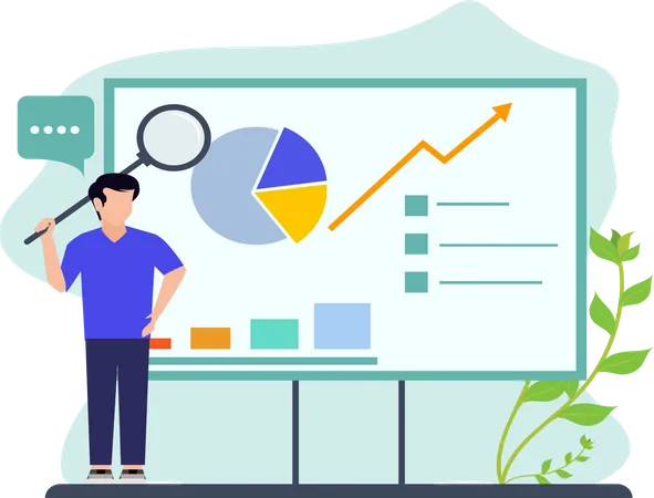 Geschäftsmann präsentiert Datenanalyse  Illustration