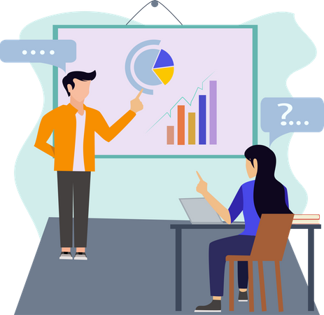 Geschäftsmann präsentiert Datenanalyse  Illustration