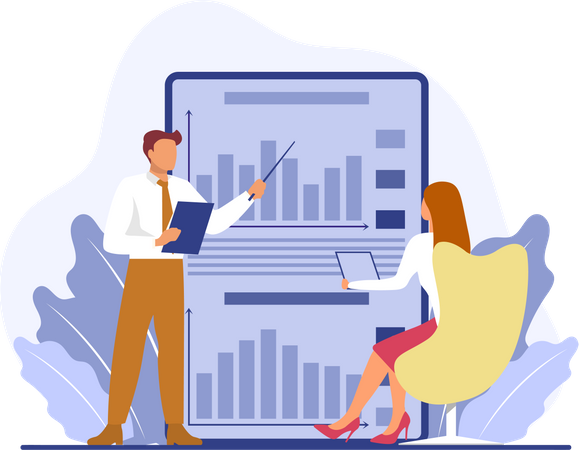 Geschäftsmann präsentiert Datenanalyse  Illustration