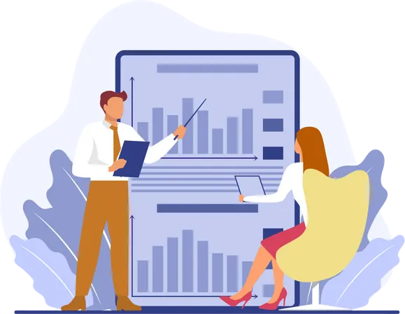 Geschäftsmann präsentiert Datenanalyse  Illustration