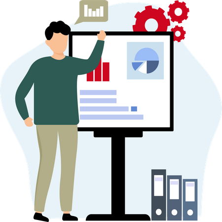 Geschäftsmann präsentiert Datenanalyse  Illustration