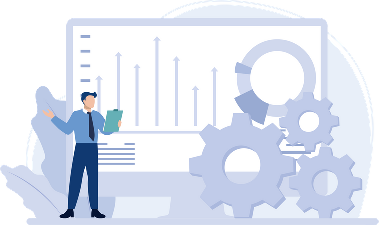 Geschäftsmann präsentiert Datenanalyse  Illustration