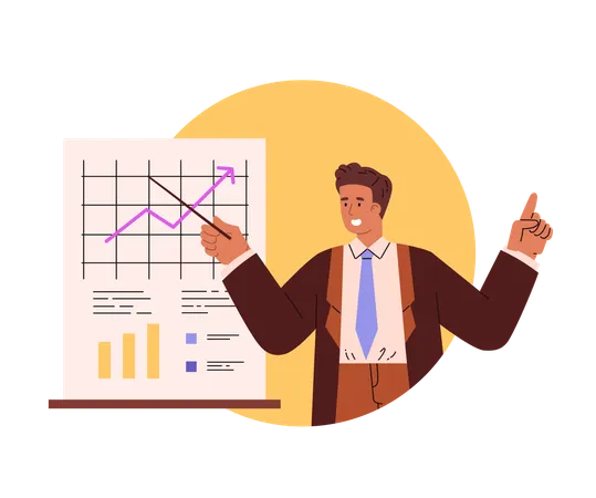 Geschäftsmann der geschäftsdaten präsentiert  Illustration