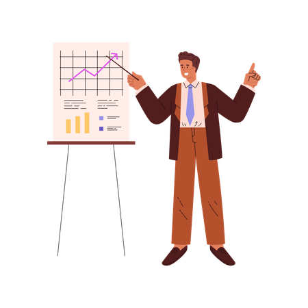 Geschäftsmann der geschäftsdaten präsentiert  Illustration