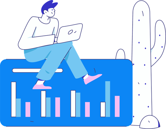 Geschäftsmann präsentiert Graphenanalyse  Illustration