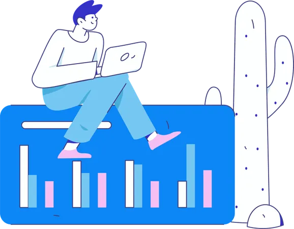 Geschäftsmann präsentiert Graphenanalyse  Illustration