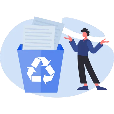 Geschäftsmann präsentiert Recycling-Dokument  Illustration